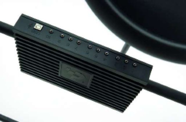 Plug the pads into the USB interface on the frame, take a USB cable into your PC and you’re set